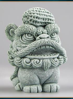 青砂石茶宠摆件精品可养创意萌醒狮家居茶玩桌面鱼缸装饰盆景如意