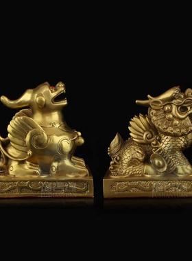 纯铜貔貅摆件招财一对公母皮丘貔家居办公室装饰品店铺开业礼品