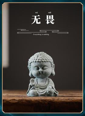 青砂石小佛像 国风中式桌面摆放 假山鱼缸造景 精品送礼茶宠摆件