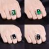 Domineering ring for men S natural chrysoprase color imitation gemstone open mouth not easy to fade silver plated