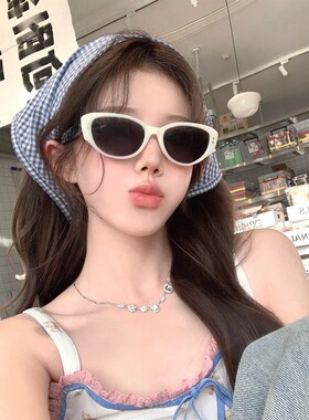 ins小红书同款白色猫眼太阳眼镜女感复古辣妹UV太阳眼镜潮