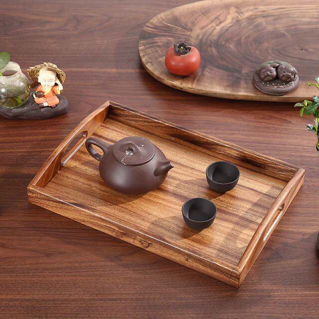 European style wood tray rectangular tea set handle wooden holder 222 North Pan family simple dining tray storage wood tray