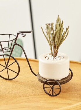 复古实木自行车桌子落地摆件美式铁艺咖啡馆P橱窗陈列品酒吧装饰
