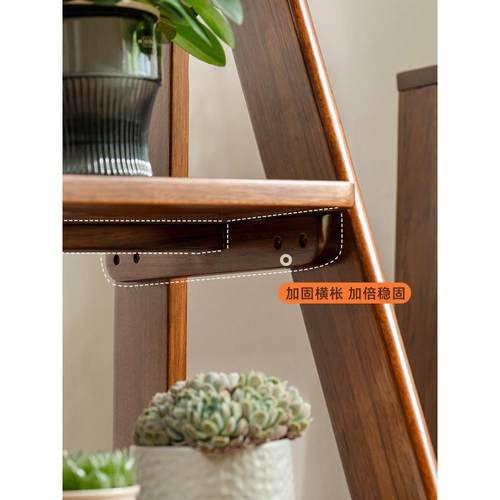 乌金木实木梯凳梯子家用折叠梯加厚多功能人字三步梯凳子两用登高 - 图3