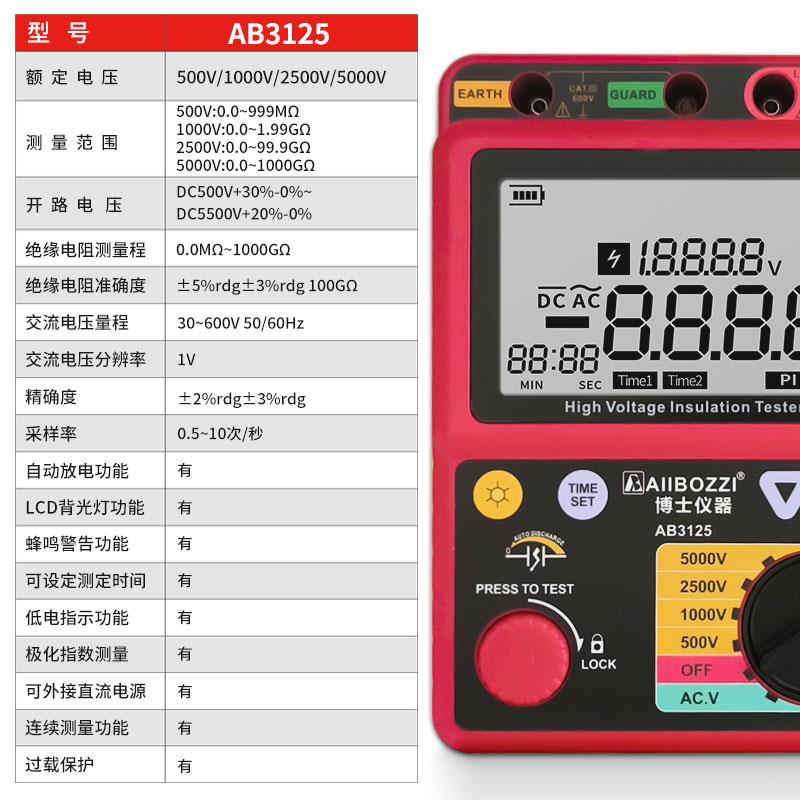 博士绝缘电阻测试仪5000v数字高压兆欧表高精度数显电工电子摇表 - 图0