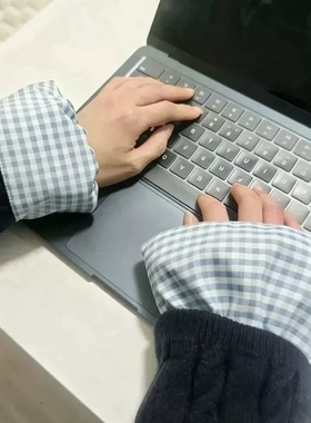 日式袖套女上班耐脏格子袖口套袖