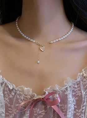 轻奢淡水爱心小米珠珍珠项链春夏项链毛衣链2023新款爆款高级颈链