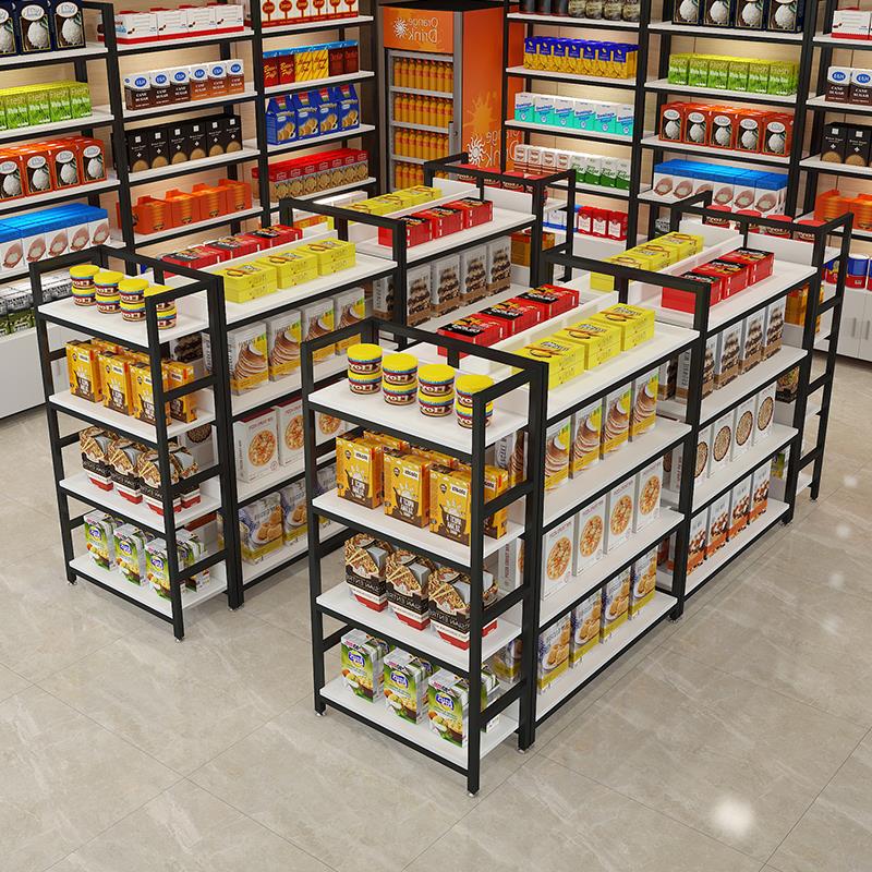 中岛货架置物架多层展示柜多功能零食摆货架超市便利店双面展示架 - 图1