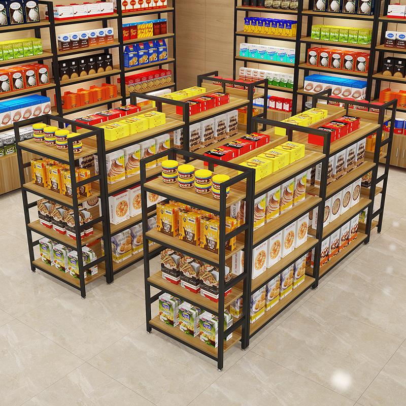 中岛货架置物架多层展示柜多功能零食摆货架超市便利店双面展示架 - 图0