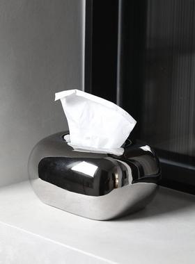 现代客厅茶几餐桌装饰品轻奢餐巾抽纸盒北欧陶瓷奶油风纸巾盒摆件