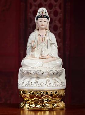 戴玉堂金色莲花底座观音菩萨佛像垫高坐台加高台座陶瓷莲花座摆件