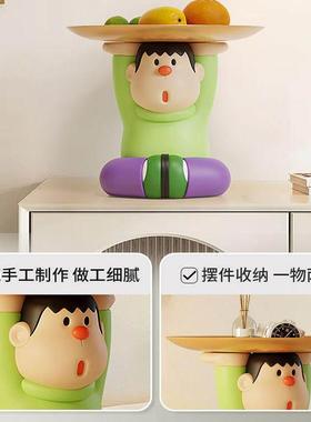 胖虎入户玄关钥匙收纳摆件高级感小众托盘置物架客厅电视柜装饰品