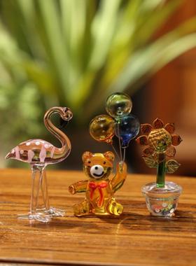 琉璃创意动物植物汽车车载摆件透明树脂工艺品电视电脑装饰小摆件