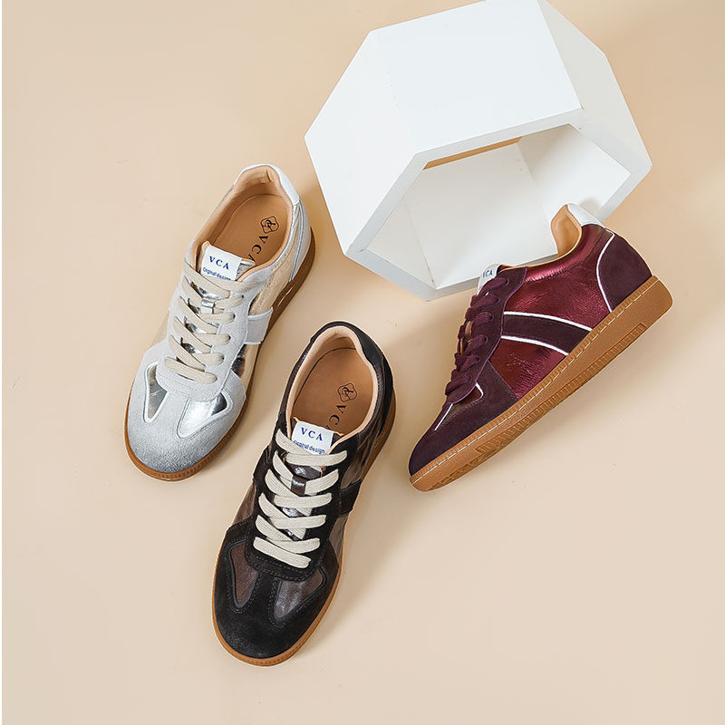 内增高5cm~VCA牛皮德训鞋女平底鞋真皮休闲鞋软底不累脚鞋子板鞋,淘宝优惠券,粉丝福利购,淘宝优惠卷