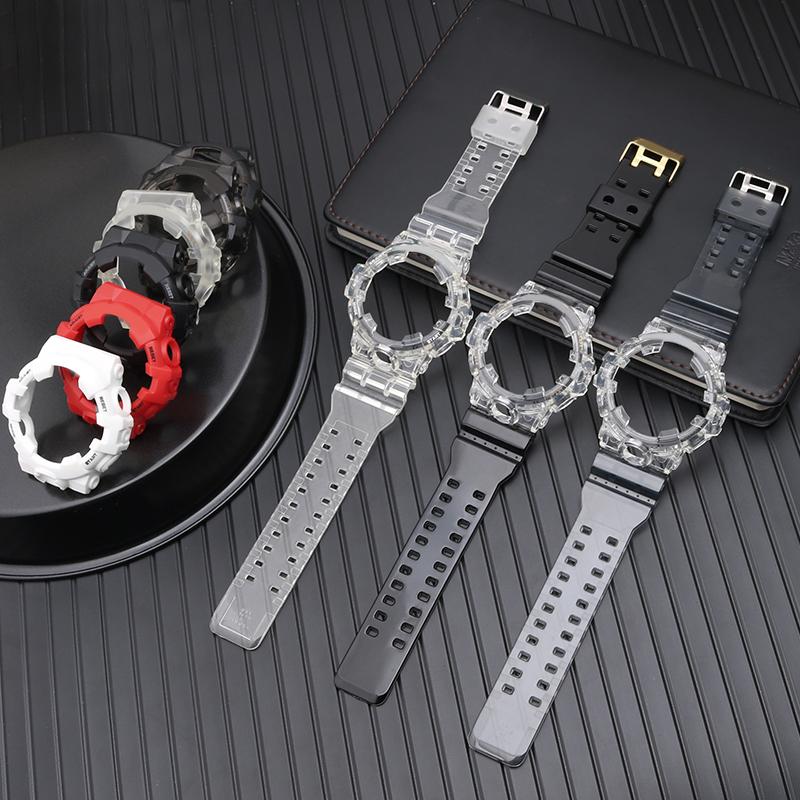 适配卡西欧冰韧树脂表带5522GA-700SK 710 735替换黑武士透明表壳 - 图1