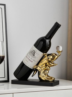 创意斜放红酒架摆件高级感家用客厅摆酒柜轻奢高端上档次酒瓶托架