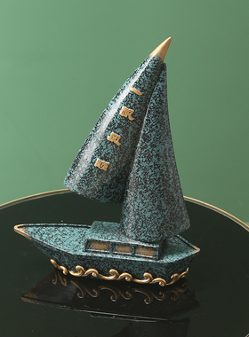 一帆风顺帆船新中式轻奢摆件高端玄关柜餐边柜酒柜书柜软装装饰品