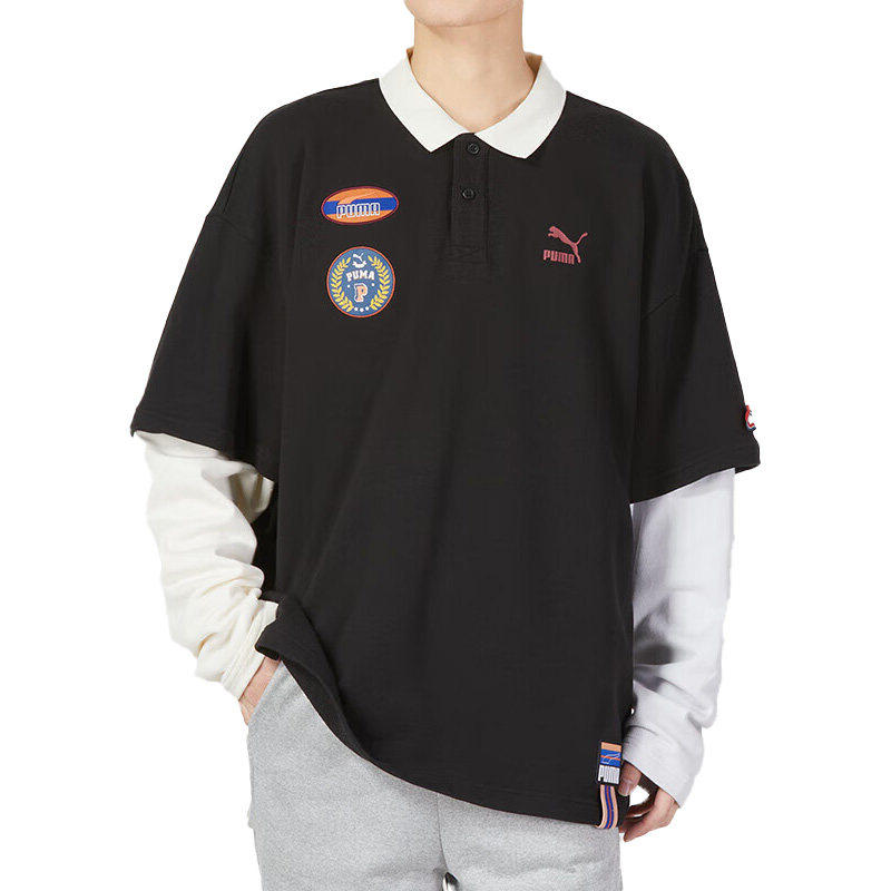 Puma/彪马正品春季男女新款透气运动假两件POLO衫677381-01,淘宝优惠券,粉丝福利购,淘宝优惠卷