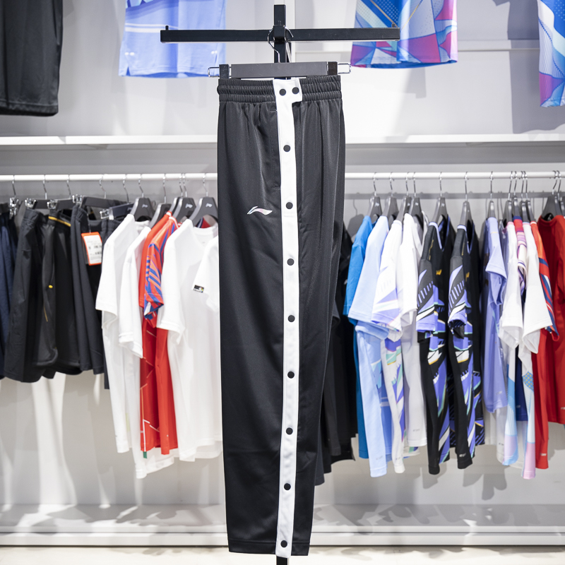 李宁正品CBA专业篮球系列男子加绒保暖运动宽松直筒卫裤AKLU075-1 - 图0