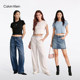 CK Ladies Hot Girl ບ່າຂວາ embroidered Round Neck ເສື້ອທີເຊີດແຂນສັ້ນ