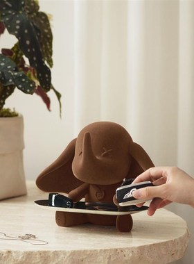 漫不慢轻奢小象托盘植绒摆件入户玄关钥匙收纳盘T酒电视柜装饰品