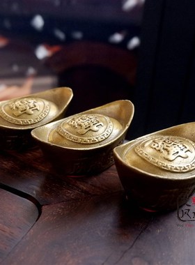 纯铜元宝b摆件小号黄金万两进宝招財旺財金元宝玄关家居店铺装饰