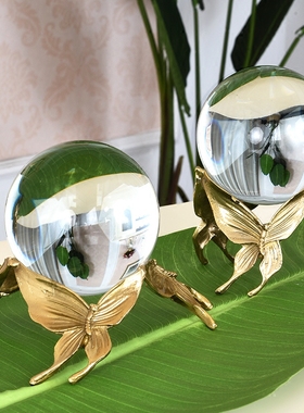 欧式美式纯铜水晶球摆件家居装饰 样板间酒柜茶几电视Z柜软装摆设