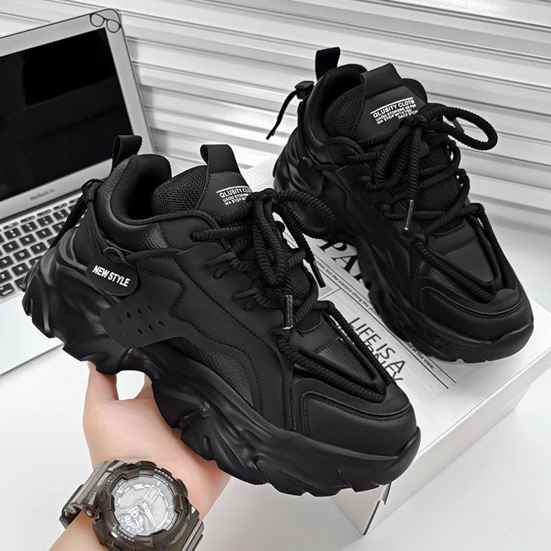 男鞋春季透气2025新款休闲黑色运动鞋厚底增高老爹鞋,淘宝优惠券,粉丝福利购,淘宝优惠卷