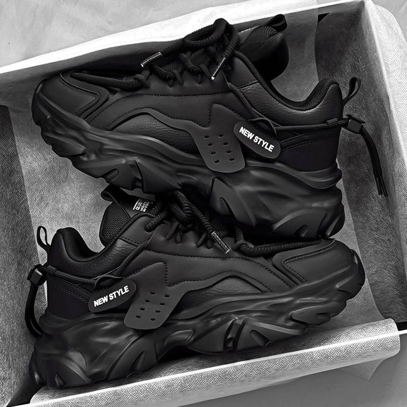 男鞋春季透气2025新款休闲黑色运动鞋厚底增高老爹鞋,淘宝优惠券,粉丝福利购,淘宝优惠卷