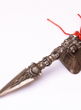 速发藏式金刚三面银色普巴魔民杵黄降金纯铁手工橛复古刚族风家用