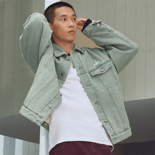 adidas阿迪达斯三叶草男子DENIM PAD 运动休闲棉服牛仔外套KC2624
