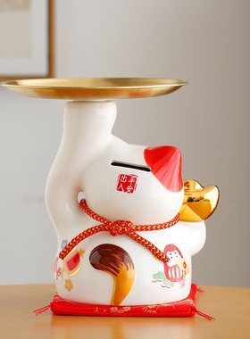 国潮宫廷招财猫小摆件店铺前台开业礼品陶瓷创意客厅装饰存钱