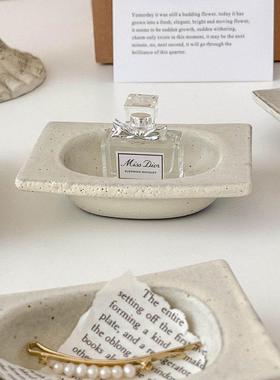 枝悟 覆古粗陶戒指收纳盘 小众艺术感首饰盒摆件 ins耳针香薰托