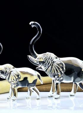 招财风水大象汽车摆件吉祥如意玄关西双版纳水晶琉璃大象彷真动物