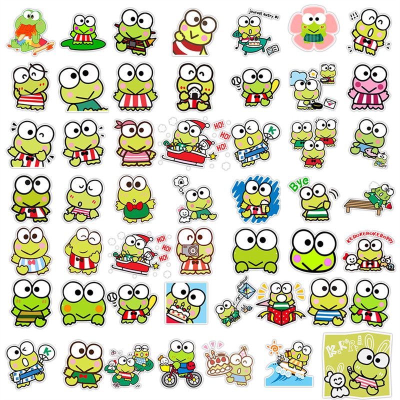 50 sheets of big-eyed frog decorative waterproof stickers