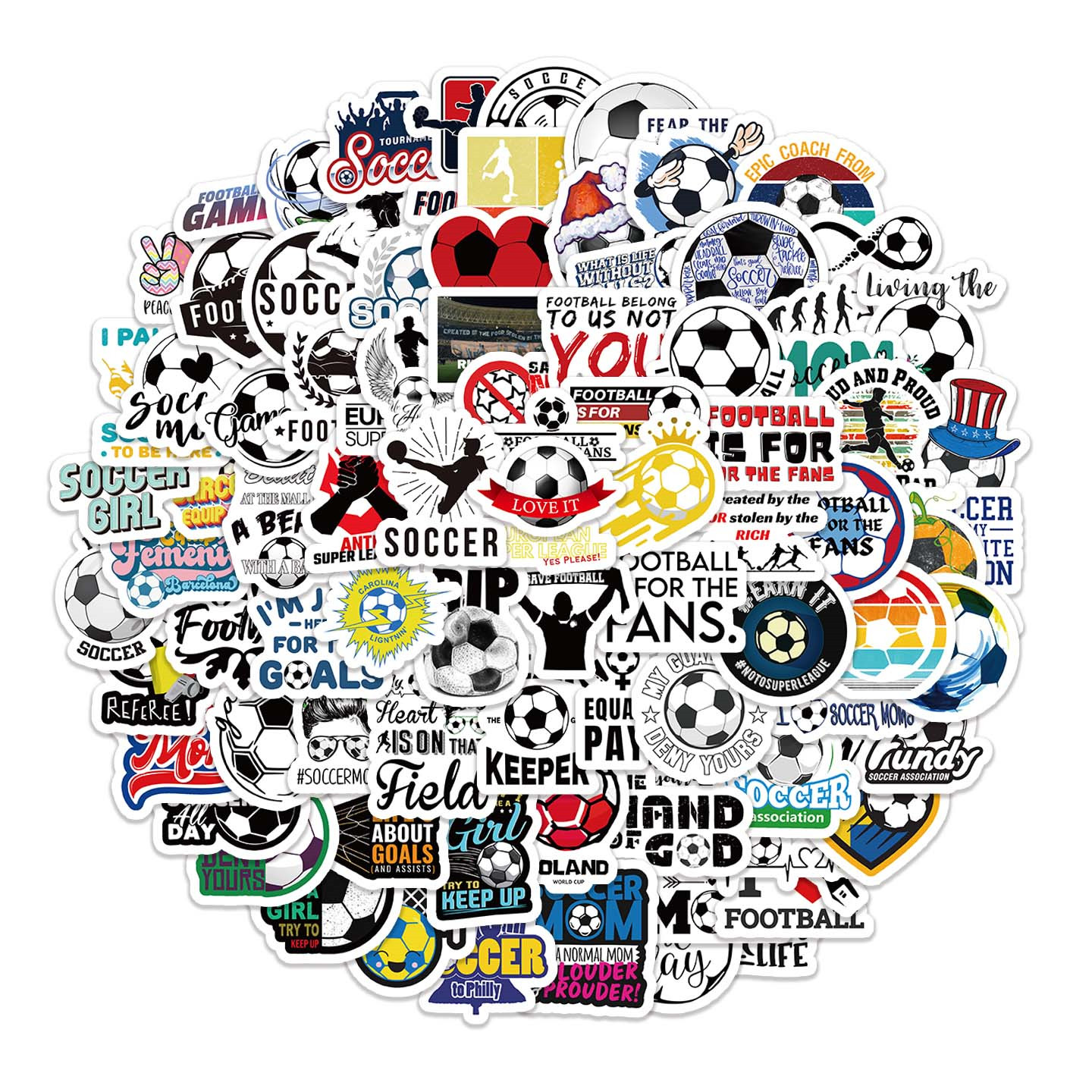 6张半切运动足球时尚贴纸励志英文足球贴画高级感装饰手机壳笔记本旅行箱卧室门保温杯平板吉他DIY防水贴贴画,淘宝优惠券,粉丝福利购,淘宝优惠卷