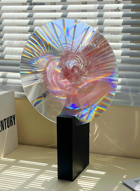 北欧法国高级感创意客厅玄关水仙花瓶国风客厅装饰画几何镜片摆件