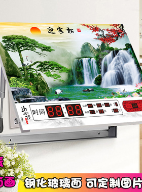 电表箱装饰画万年历配电箱带钟表掀盖液压电闸盒遮挡总开关挂画