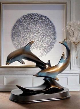新款欧式海豚摆件家居客厅电视柜酒柜装饰品办公室桌面创意工艺品