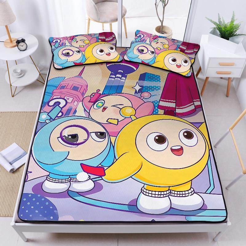 儿童卡通蛋仔派对冰丝席三件套学生宿舍可折叠水洗凉席子空调软席,淘宝优惠券,粉丝福利购,淘宝优惠卷