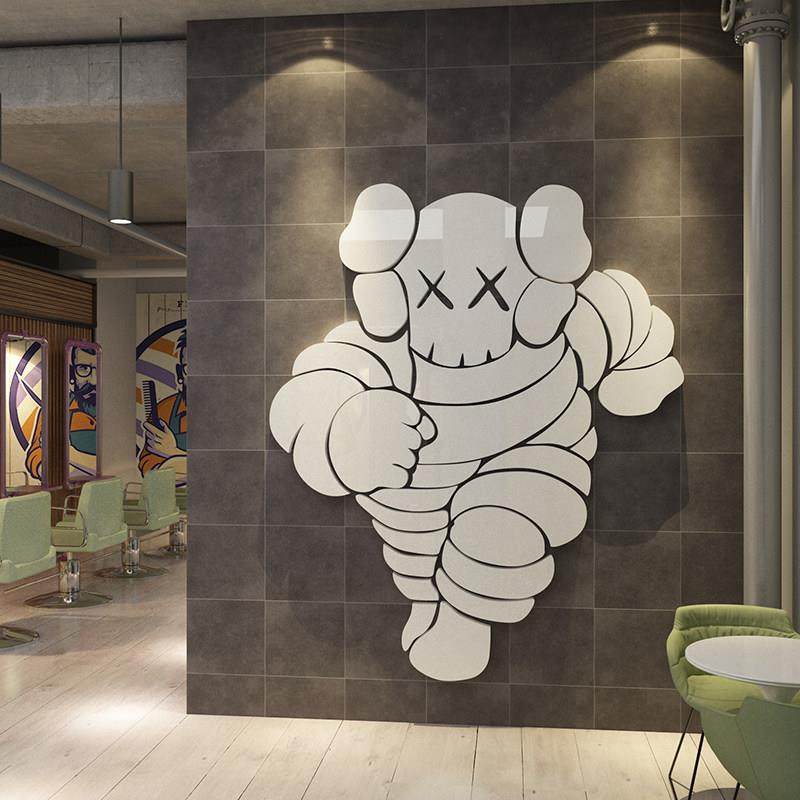 网红理发店墙面装饰品美发廊背景创意形象墙贴纸暴力熊工业风挂画,淘宝优惠券,粉丝福利购,淘宝优惠卷