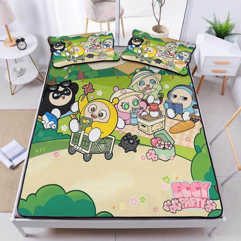 儿童卡通蛋仔派对冰丝席三件套学生宿舍可折叠水洗凉席子空调软席,淘宝优惠券,粉丝福利购,淘宝优惠卷