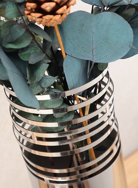 现代轻奢不锈钢魔术环花器样板房玄关家居艺术花瓶摆件简约装饰品