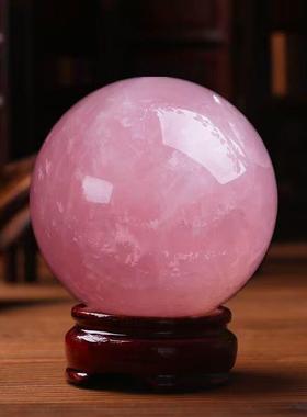 高档天然粉水晶球摆件粉晶水晶原石客厅办公室装饰品开业乔迁礼品