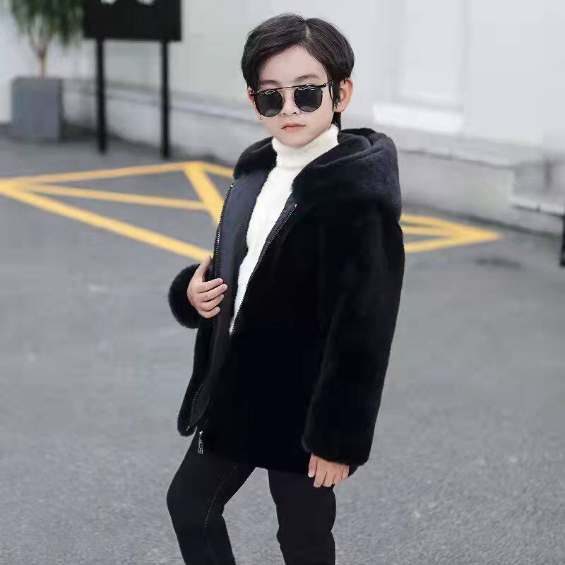 秋冬新款貂绒连帽夹克水貂毛男女童保暖衣仿貂皮大衣儿童貂皮外套,淘宝优惠券,粉丝福利购,淘宝优惠卷