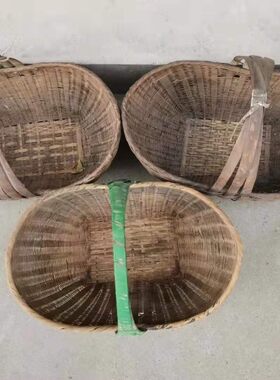 民俗老物件农村旧农具竹编复古竹篮子竹筐子提篮装饰摆件道具怀旧