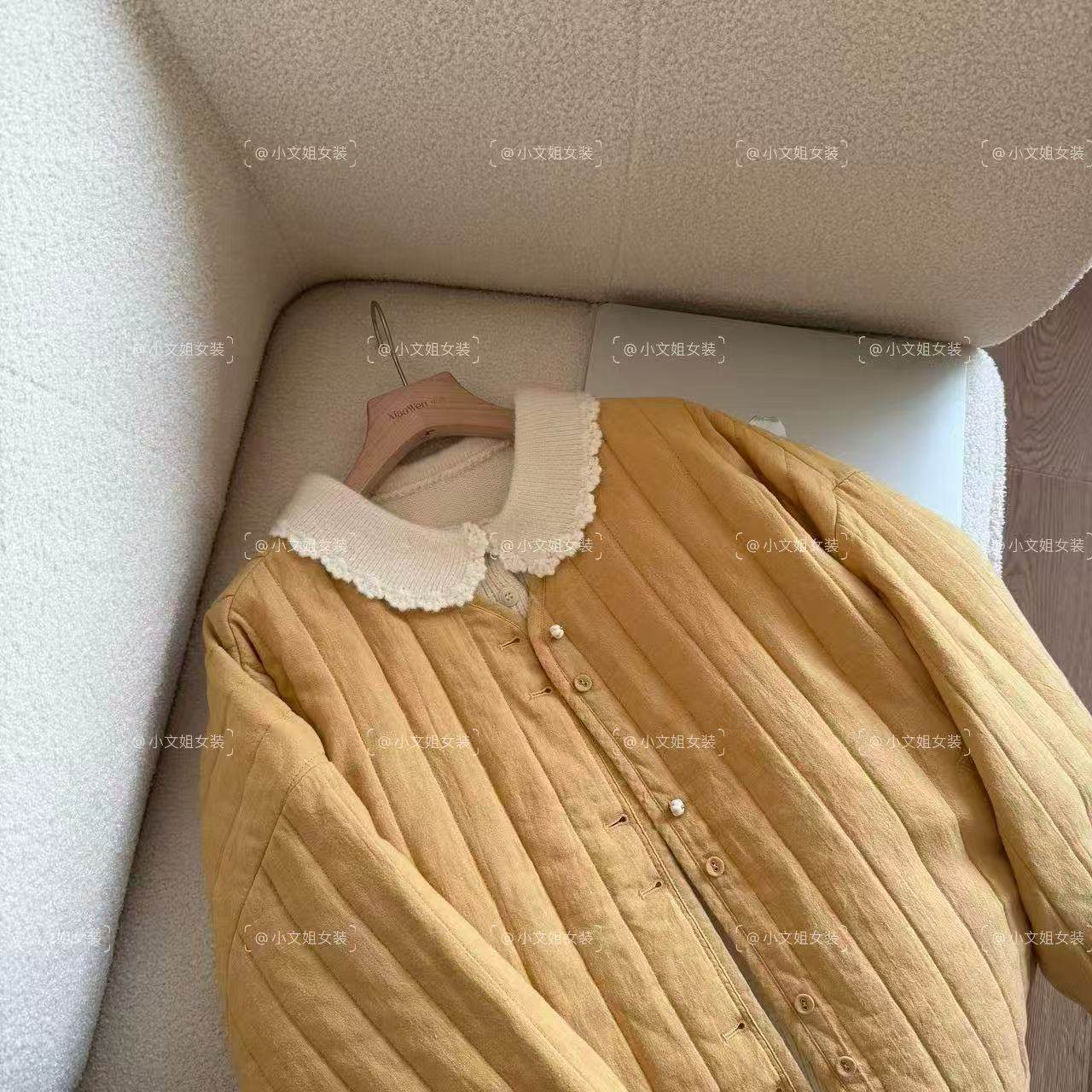 小文姐 W2343-“蛋黄派”原创设计棉麻轻薄棉服宽松上衣女短外套,淘宝优惠券,粉丝福利购,淘宝优惠卷