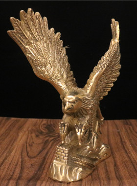 拼搏鹰黄铜老鹰摆件铜器家居玄关桌面书桌办公桌摆件送礼