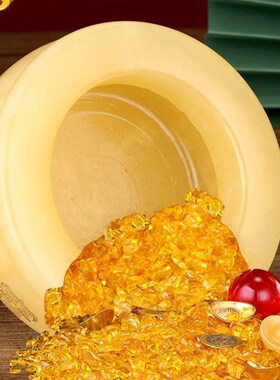 聚宝盆摆件米黄玉元宝摆件开业礼品客厅家居饰品摆设客厅送礼