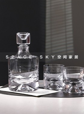样板间酒柜酒具威士忌杯组合摆件售楼处水吧台创意玻璃酒具饰品